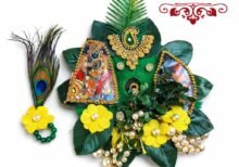 Green Floral Laddu Gopal Shringar Set with Mukut & Peacock Feather