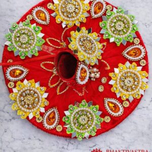 Royal Red Designer Laddu Gopal Dress with Kundan, Pearl & Stone Work