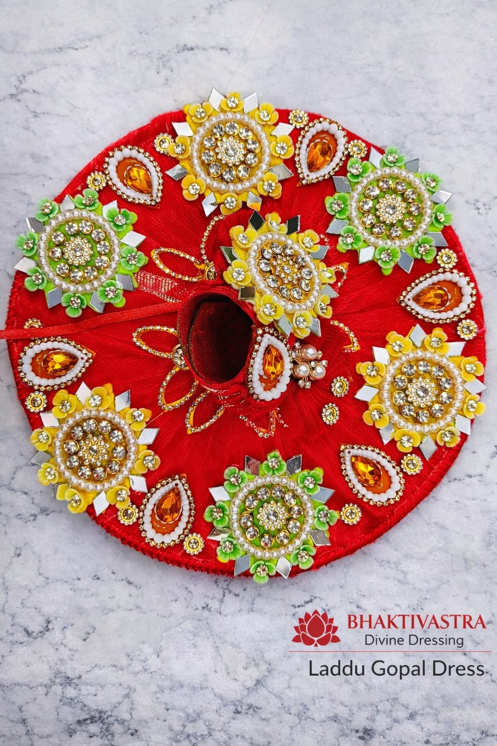 Royal Red Designer Laddu Gopal Dress with Kundan, Pearl & Stone Work