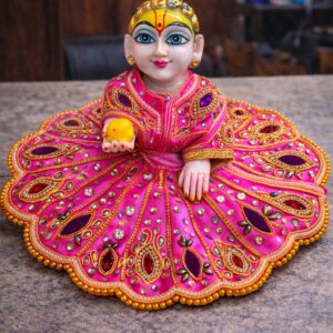 Handcrafted Pink Zari & Stone Work Laddu Gopal Poshak (Premium Designer Dress)
