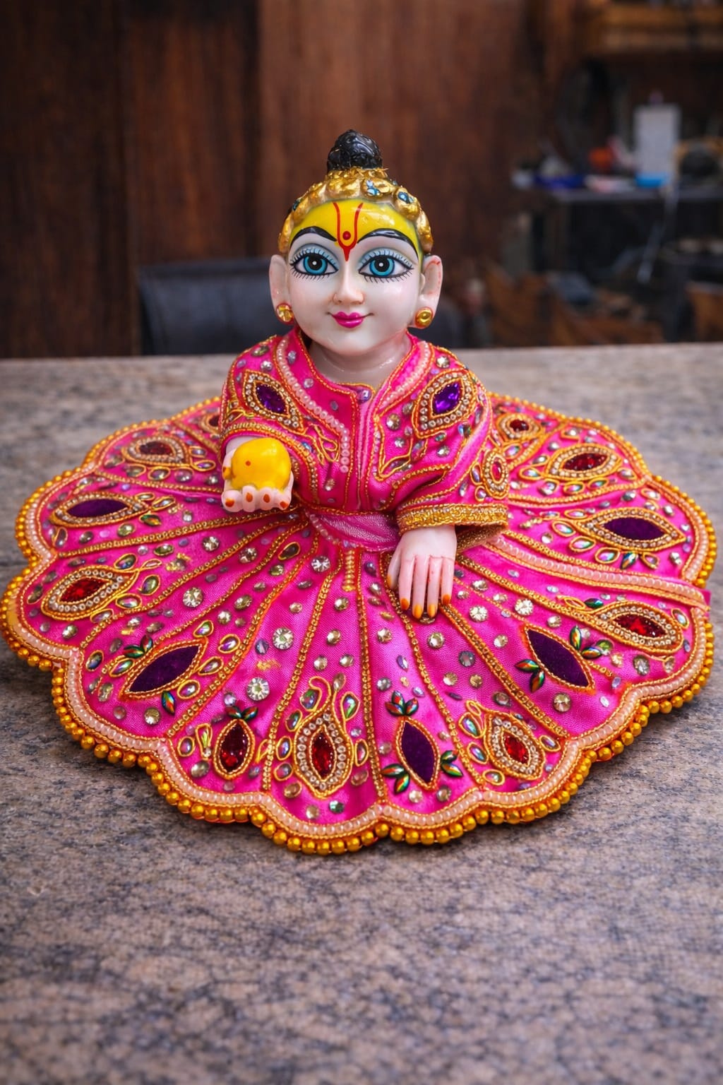 Handcrafted Pink Zari & Stone Work Laddu Gopal Poshak (Premium Designer Dress)