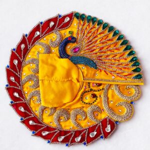 Yellow Peacock Design Ladoo Gopal Dress with Heavy Stone Work