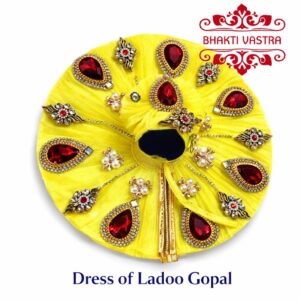Yellow Designer Laddu Gopal Dress with Red Stone Work