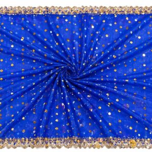 Blue Chunri for Puja – 2 Meter Decorative Mandir Cloth with Golden Lace