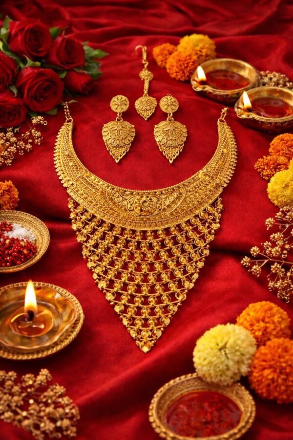 Mata Rani Traditional Traditional Gold Plated Mata Rani Necklace Set with Earrings & Maang ...